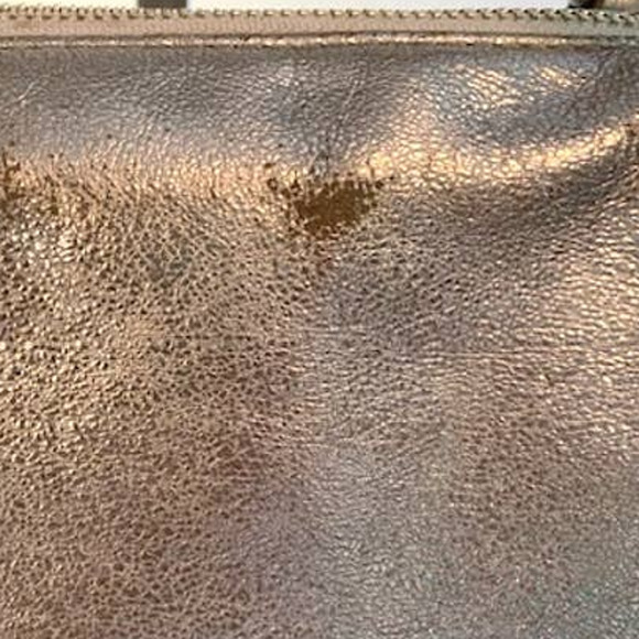 Coach Poppy Silver Pleated Metallic Leather Glam Tote Large - Picture 12 of 14